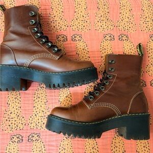 Dr. Martens Brown Leona Combat Boots